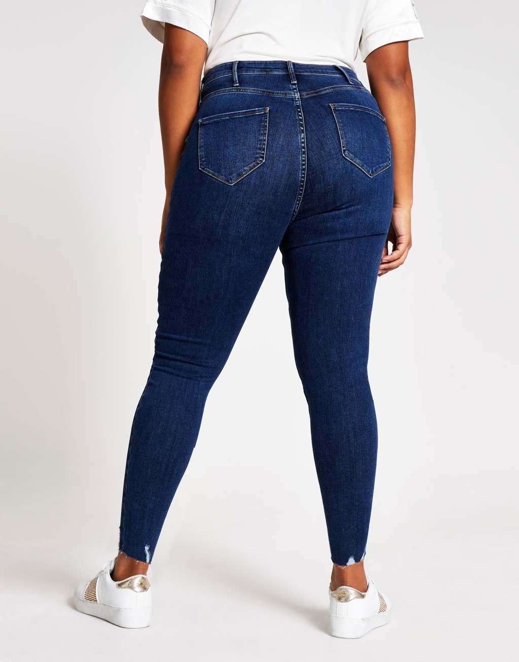 River Island Plus Molly skinny jeans in blue Product Image