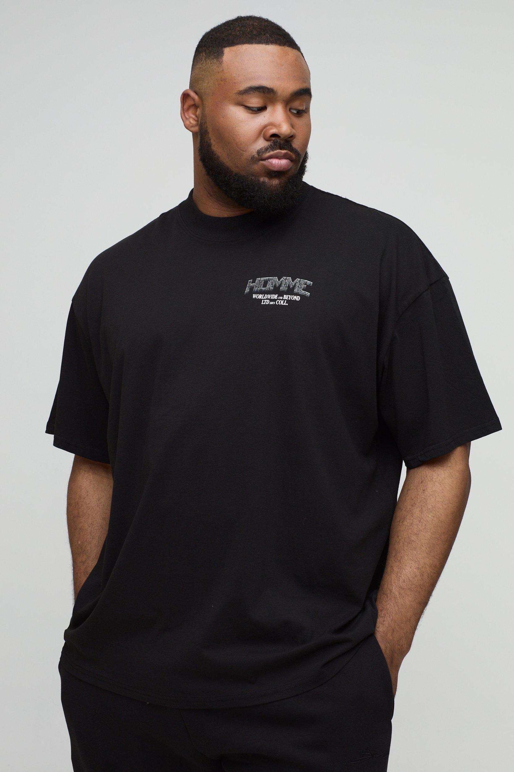 Plus Oversized Extended Neck Large Scale Homme Renaissance Floral Print T-Shirt | boohooMAN USA Product Image