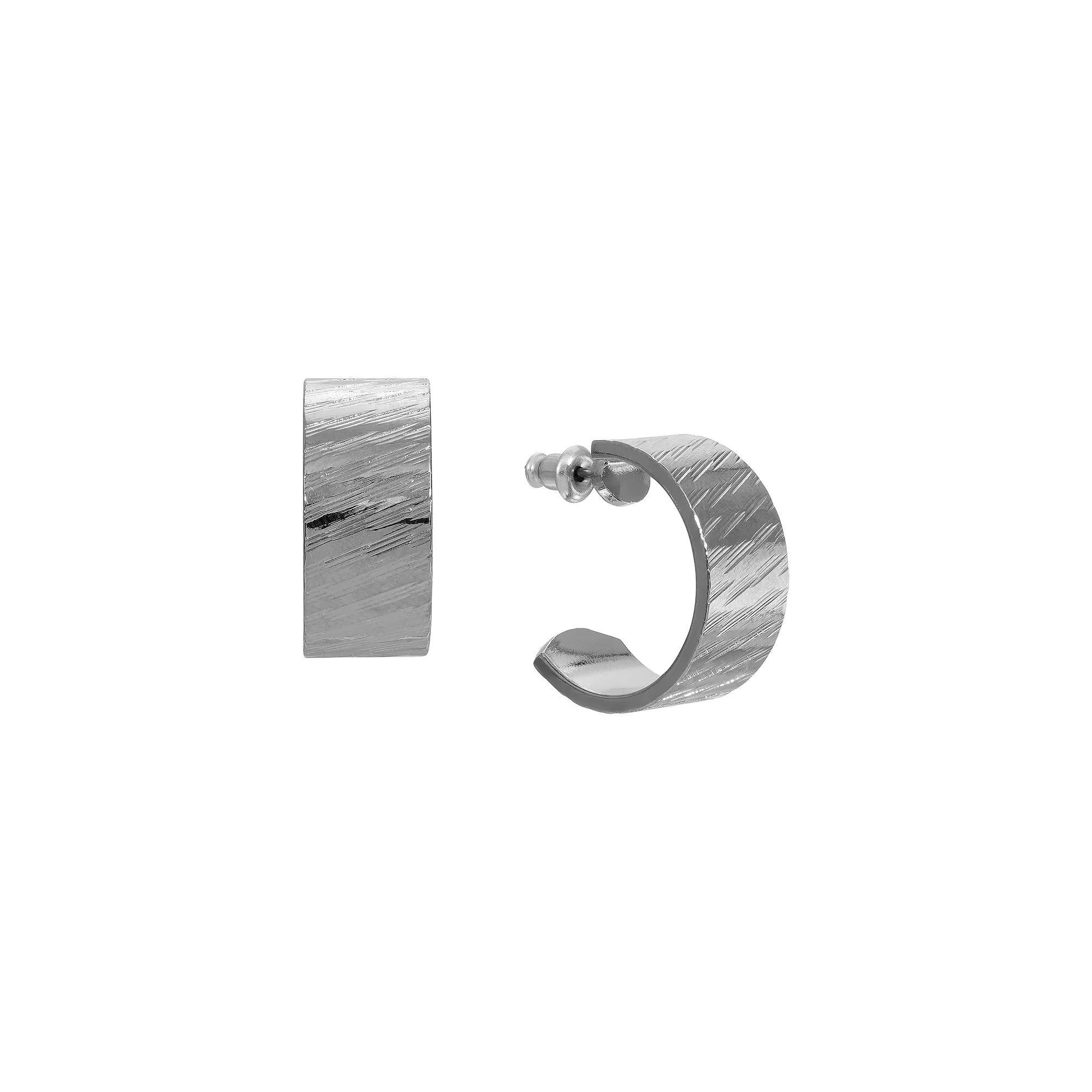 1928 Textured Hoop Earrings, Womens, Gray Product Image