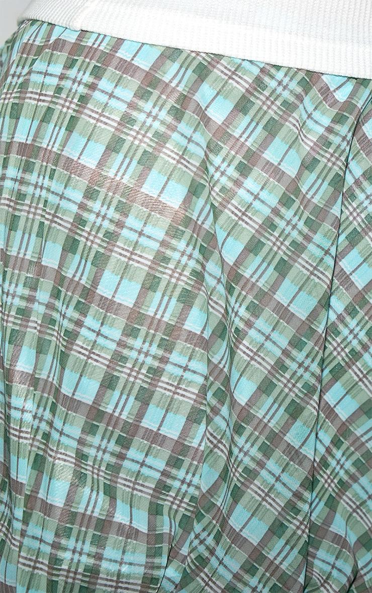Plus Blue Chiffon Gingham Print Puffball Skirt Product Image