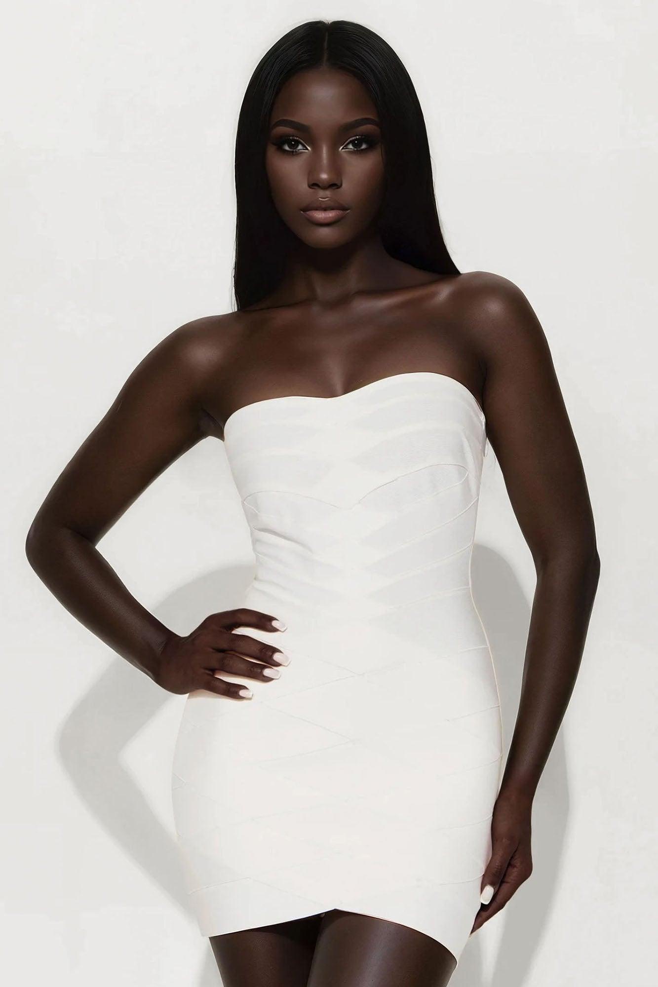 Flirtatious Looks Bandage Mini Dress - White Product Image