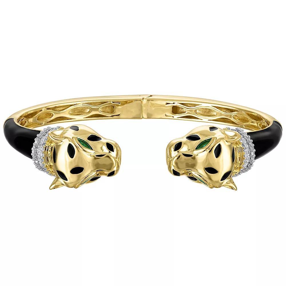 Ivy Sharpe 14k Gold Plated Enamel Panther Bangle Bracelet, Women's, Size: 7.25", Gold Tone Product Image