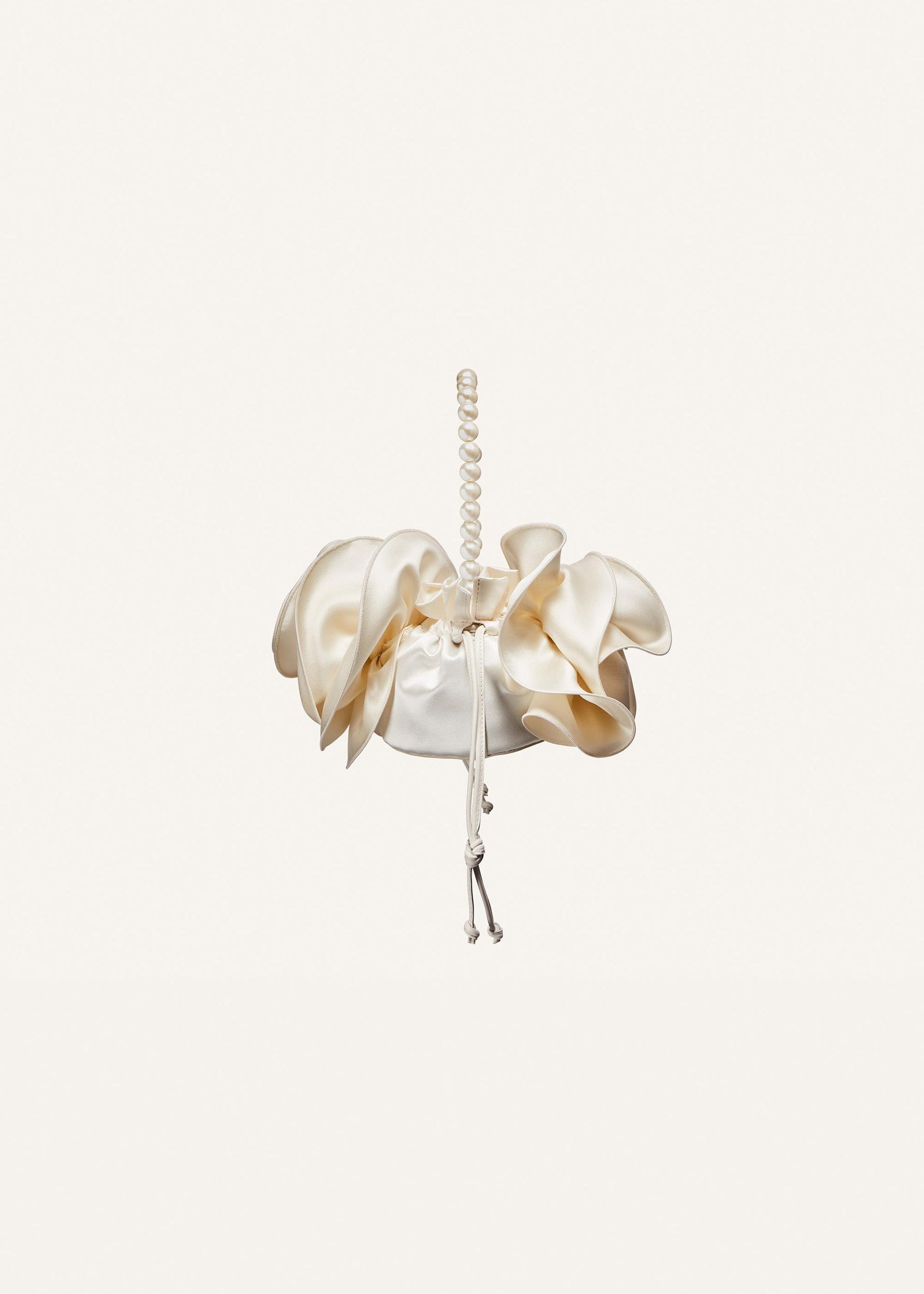 Pearl Magda bag in cream satin Product Image