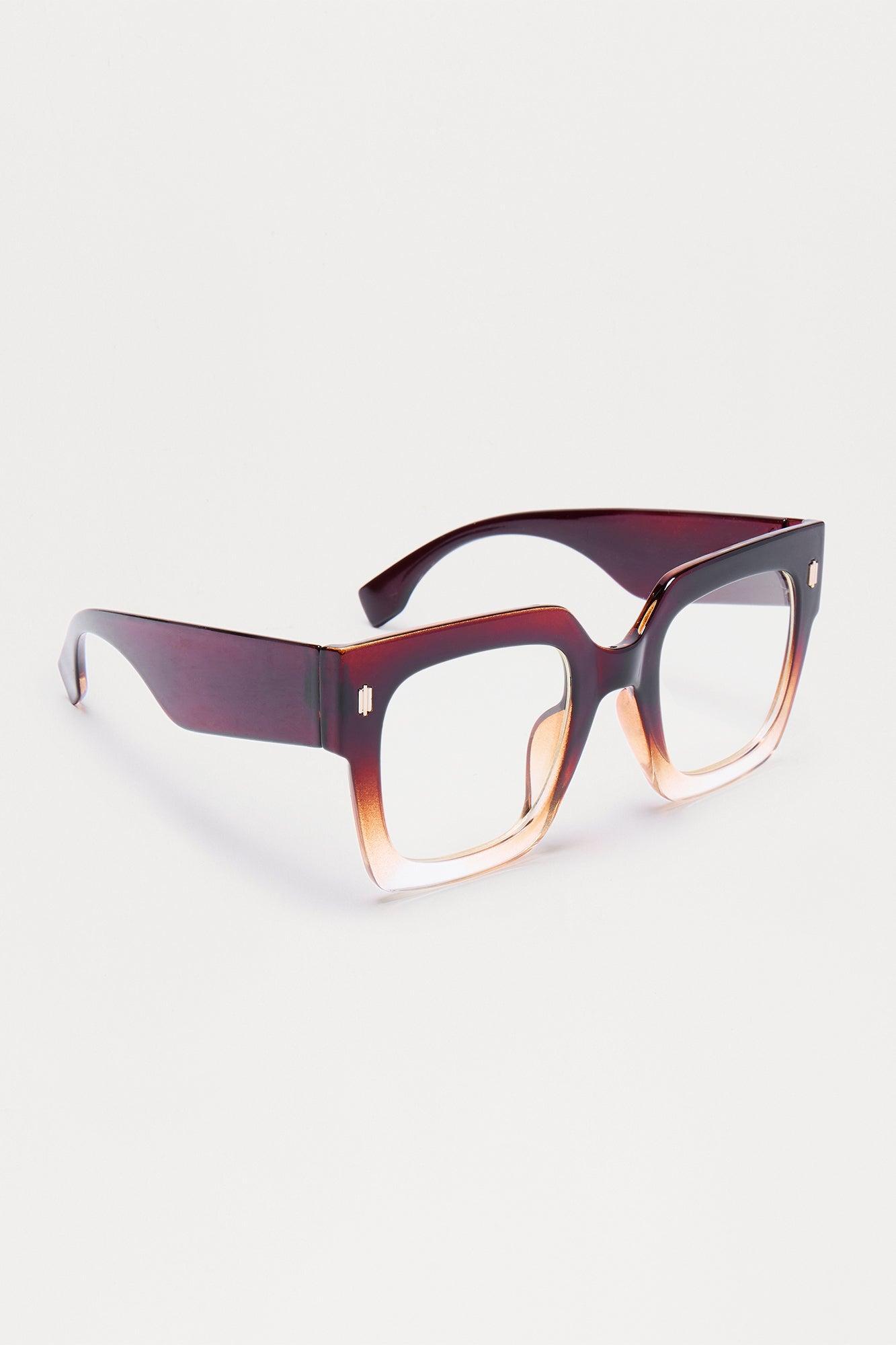 Too Designer Clear Lens Square Sunglasses - Brown Female Product Image