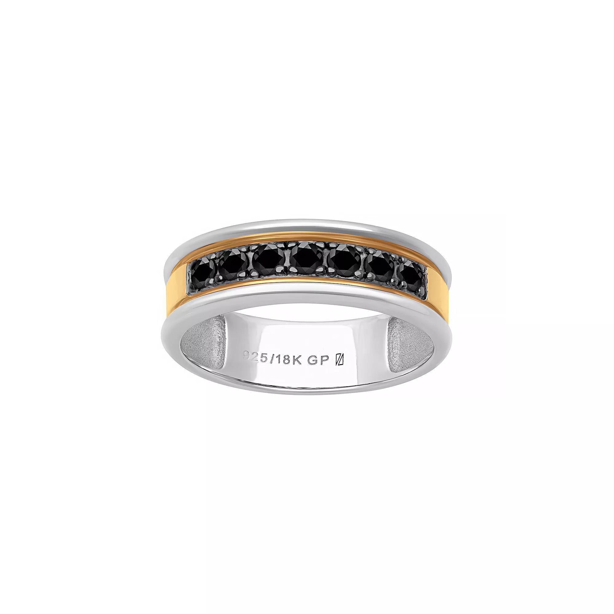 Men's AXL 18k Gold-Plated Silver Black Sapphire Ring, Size: 12, Gold Tone Product Image