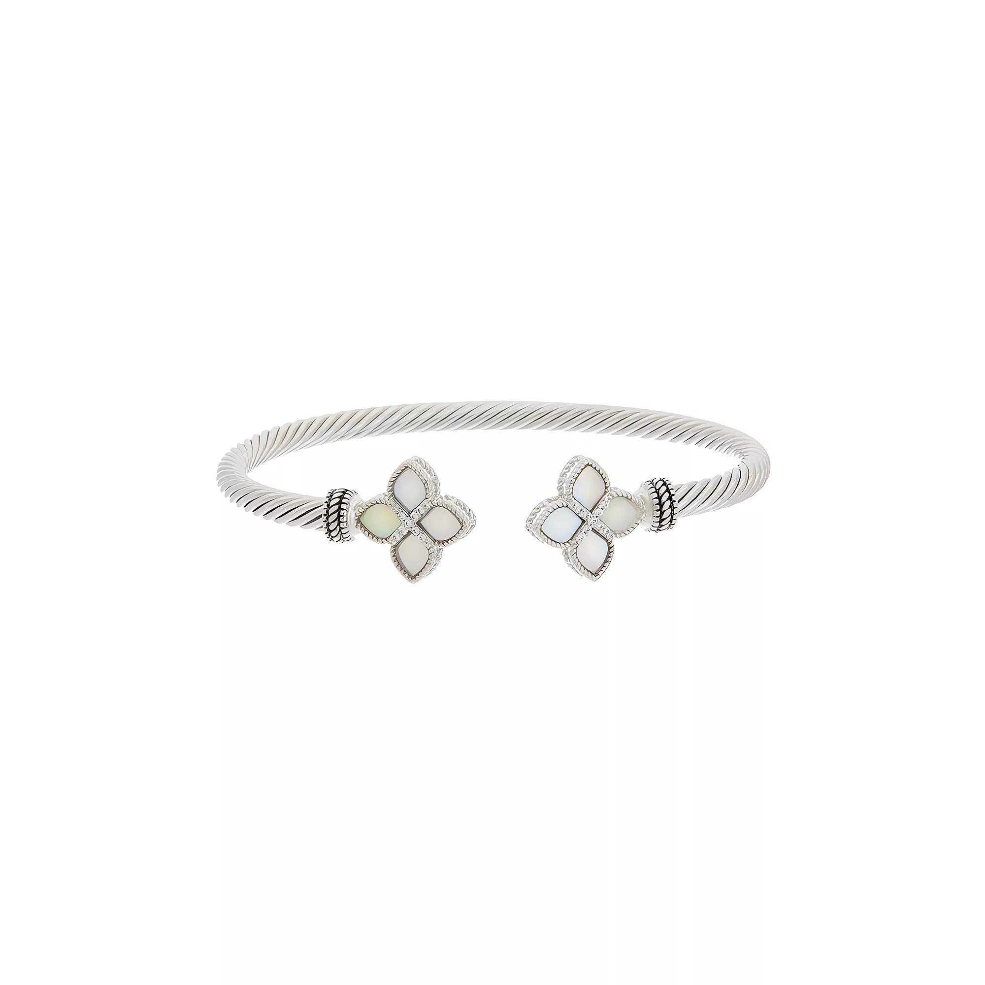 Juvell 18k White Gold Plated Blossom Ends Cuff Bracelet, Women's, Two Tone Product Image