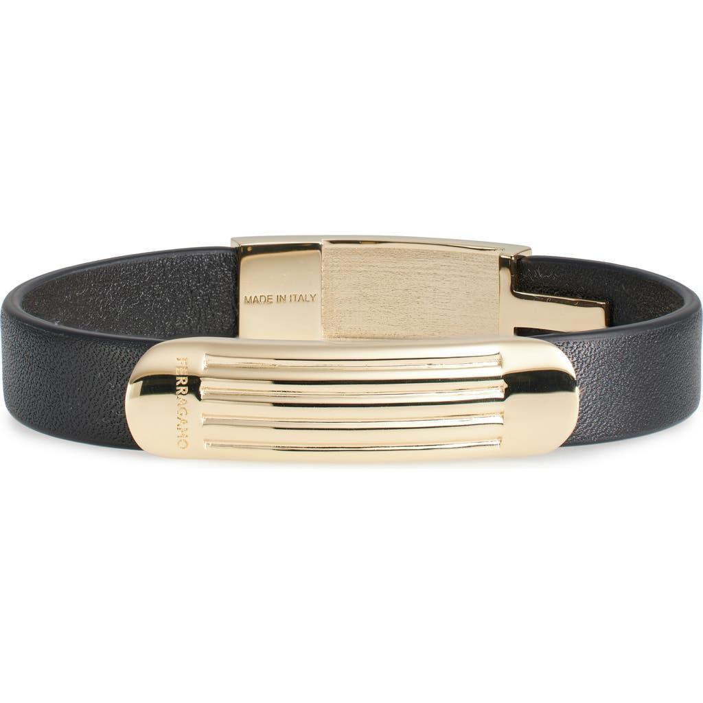 FERRAGAMO Signature Id Bracelet In Oro Chiaro/black Product Image