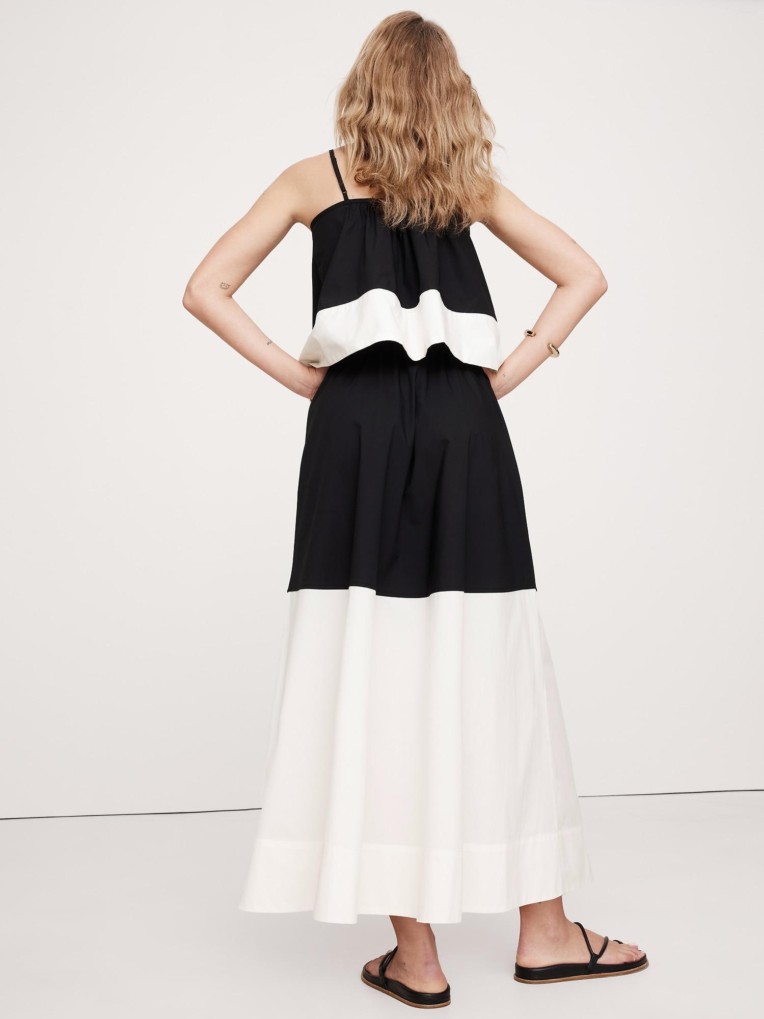 Color-Block Cotton Poplin Maxi Skirt Product Image