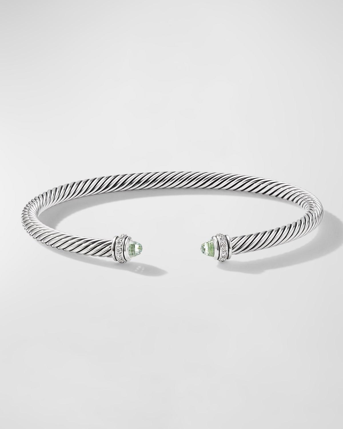 David Yurman Sterling Silver Cable Classic Bracelet with Blue Topaz & Diamonds Product Image