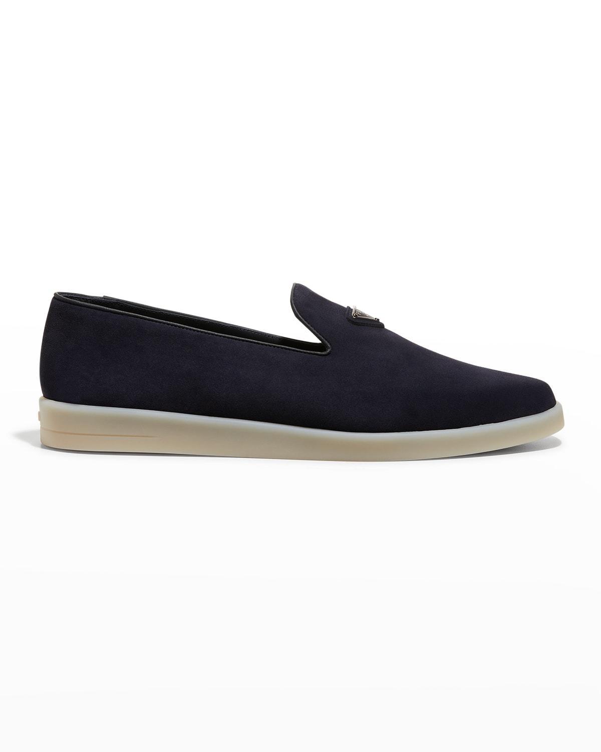 Mens Triangle Logo Suede Loafers Product Image