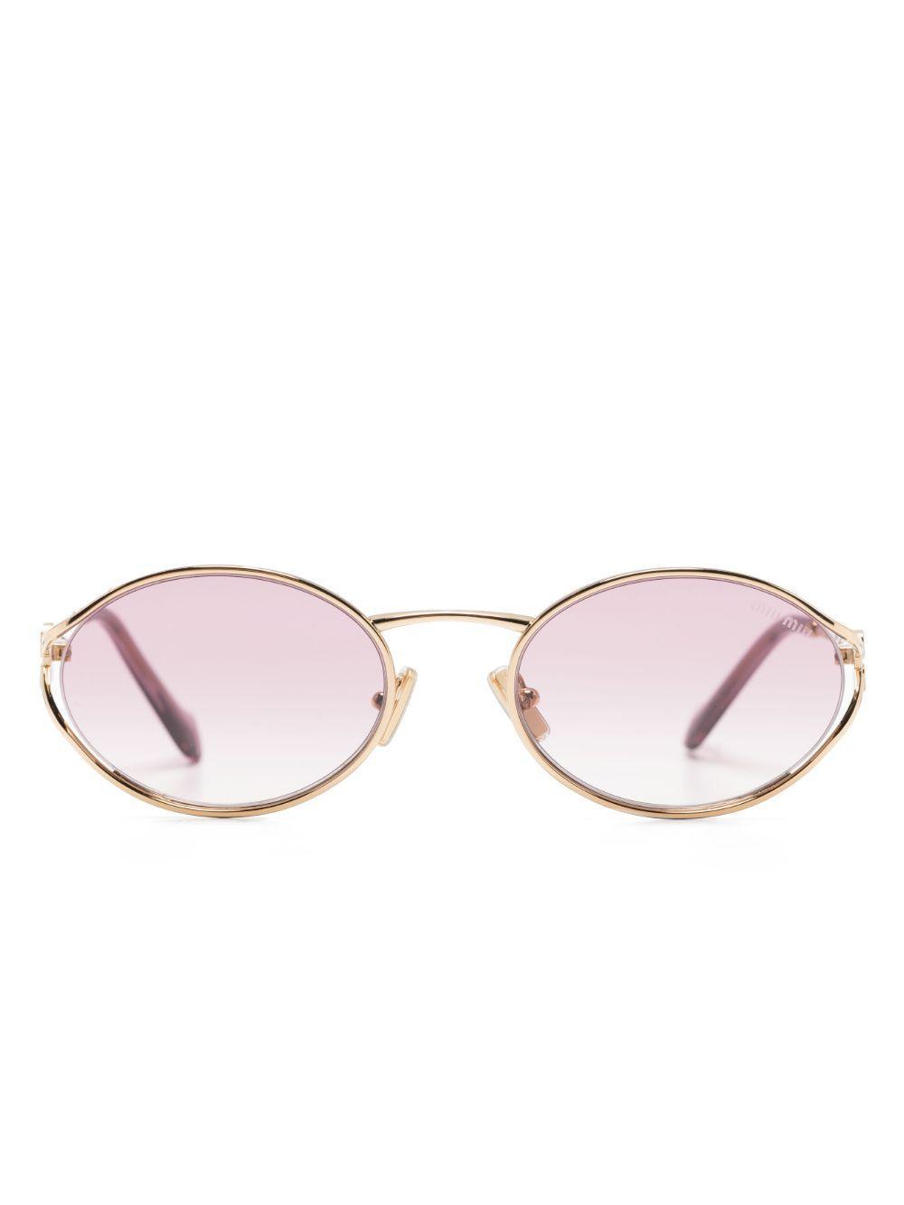 logo-plaque oval-frame sunglasses Product Image