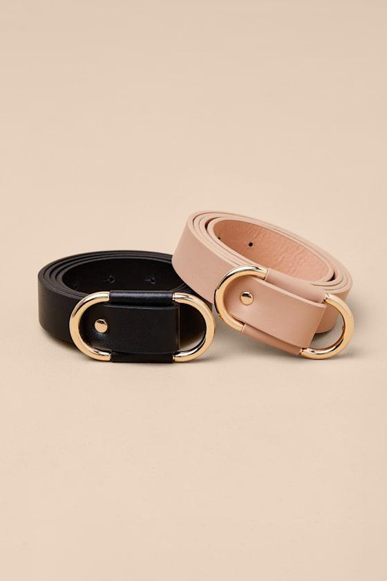 Alanna Black and Beige Skinny Belt Set Product Image