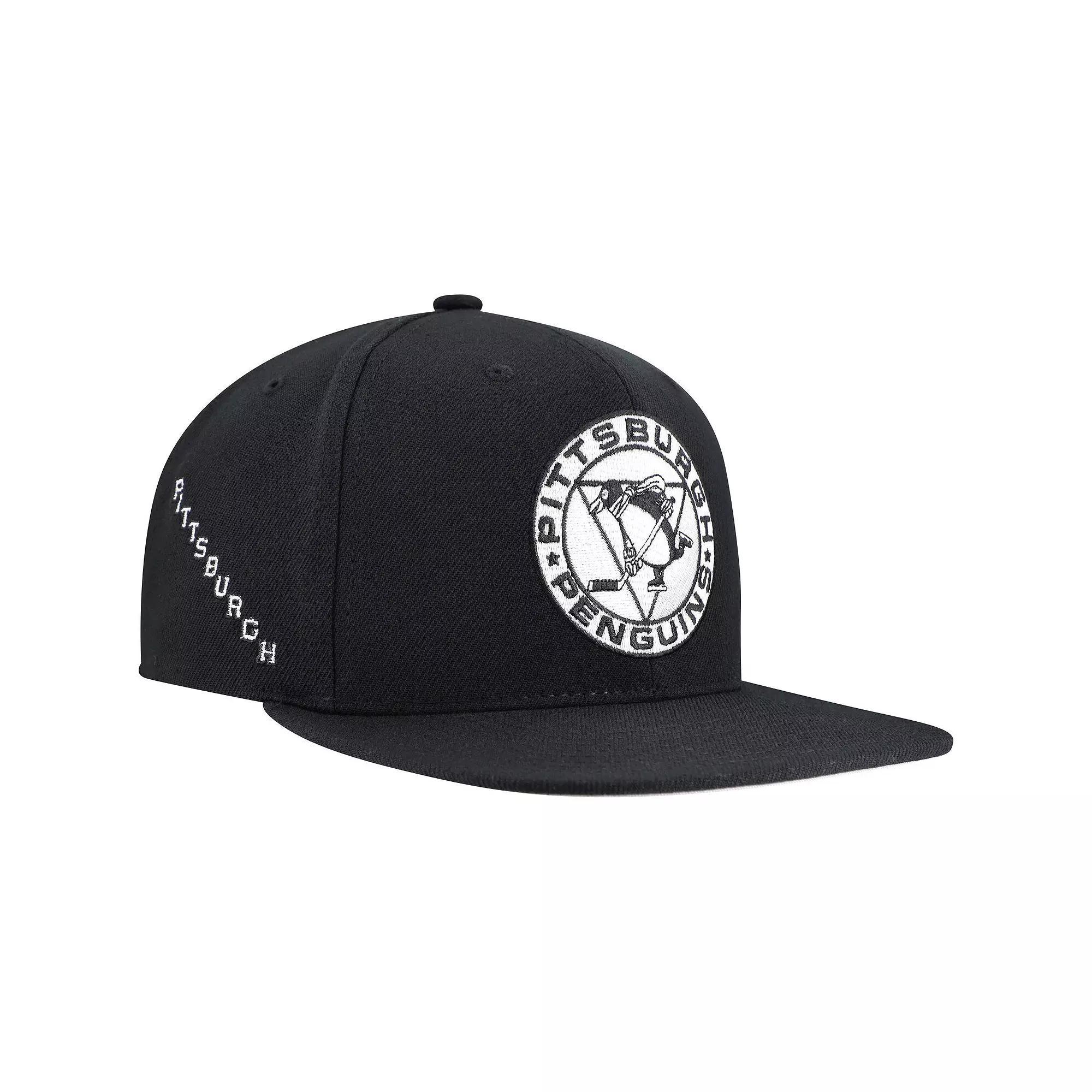 Men's Mitchell & Ness  Black Pittsburgh Penguins Team Snapback Hat Product Image