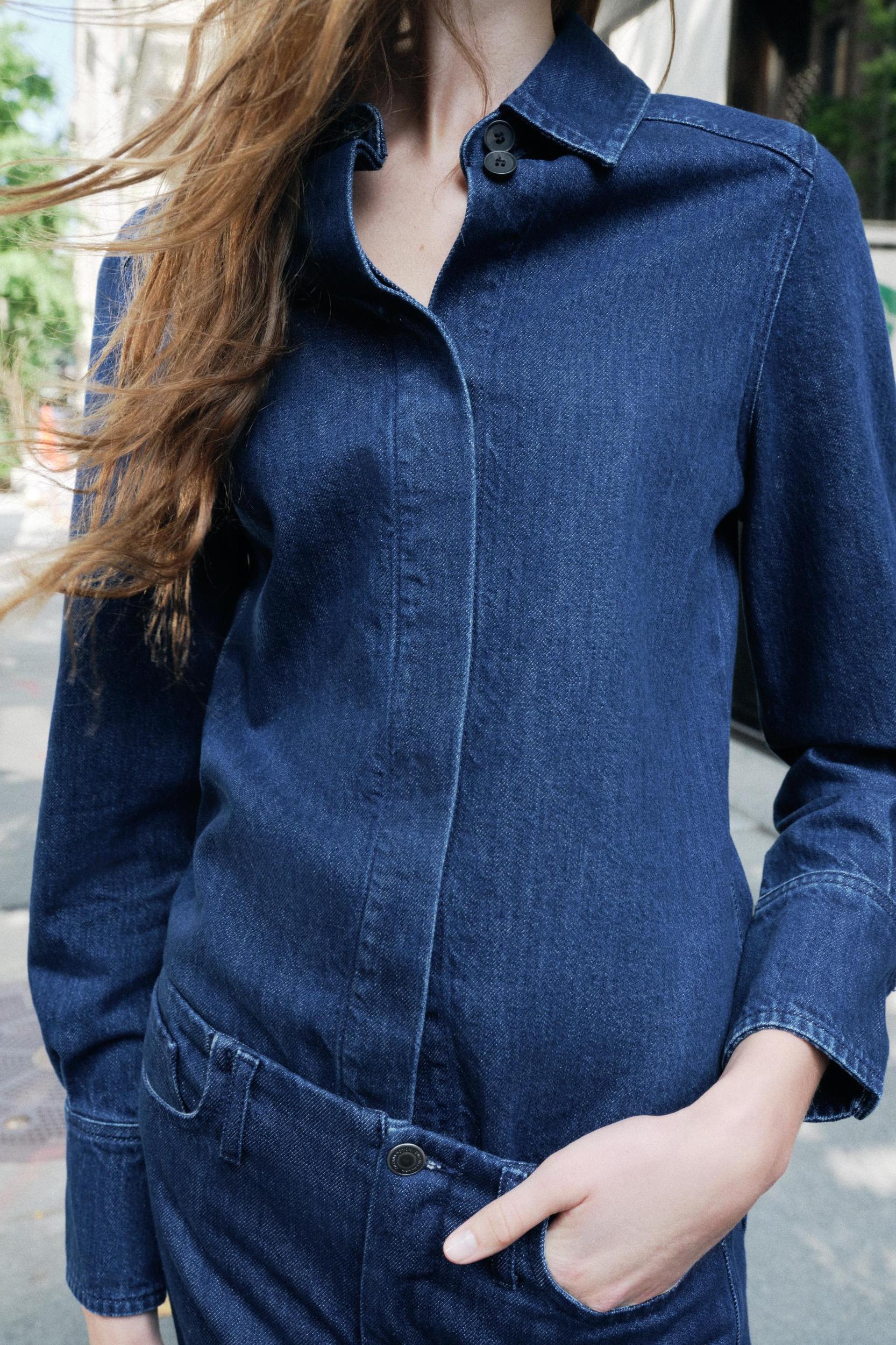 SLIM DENIM SHIRT ZW COLLECTION Product Image