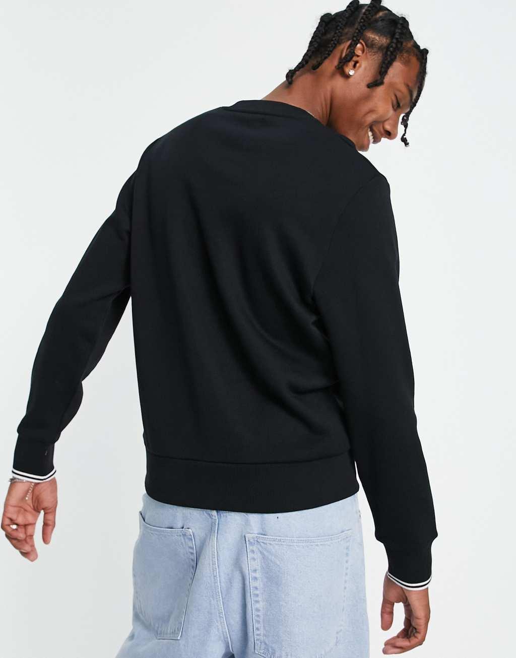 Fred Perry crew neck sweat in black Product Image