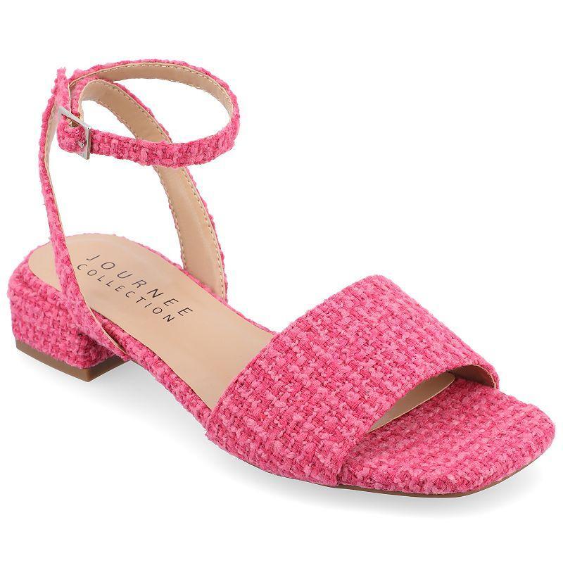 Journee Adleey Women's Tru Comfort Foam Tweed Low Block Heel Sandals, Size: 7.5, Black Product Image