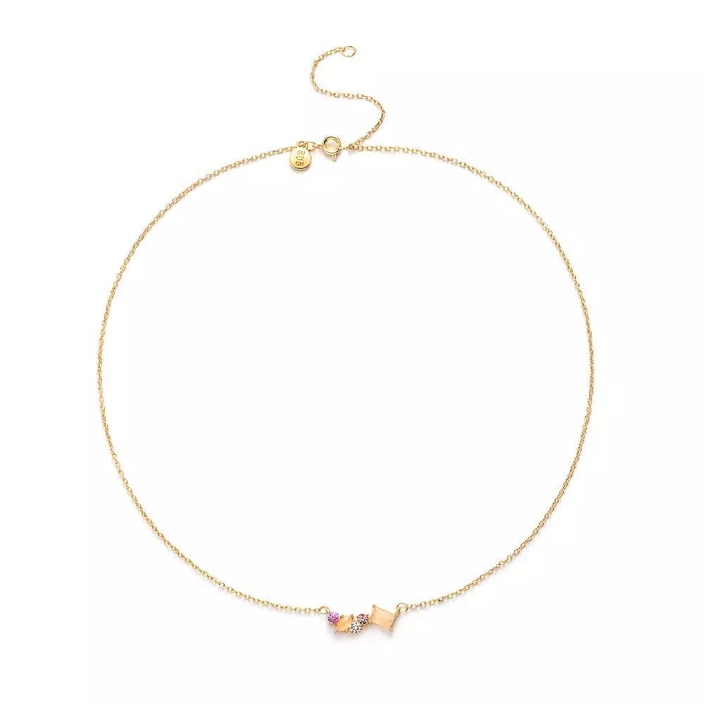 Power of Color Rose Quartz & Cubic Zirconia Cluster Necklace, Women's, Size: 18", Gold Tone Pink Product Image