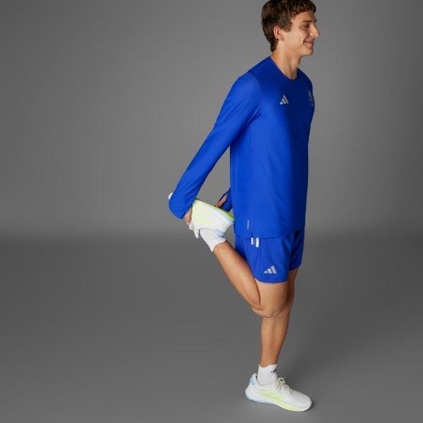 adidas Boston Marathon 20225 Own the Run Long Sleeve Tee Lucid Blue L Mens Product Image