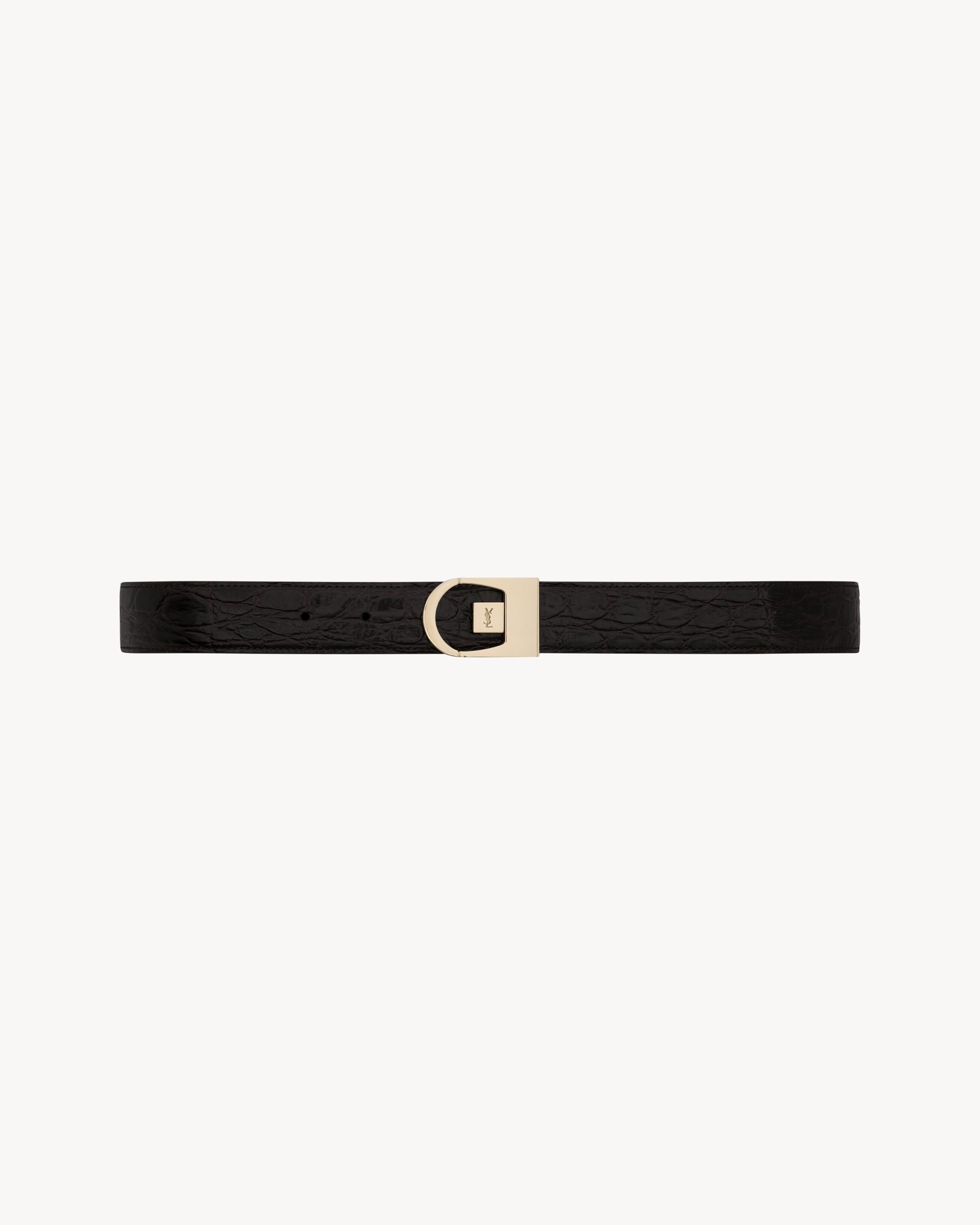 reversible belt in crocodile-embossed leather Product Image