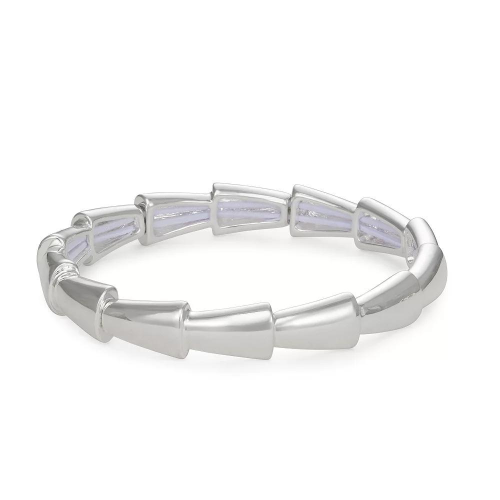 Nine West Dragon Scale Stretch Bracelet, Womens, Silver Tone Product Image