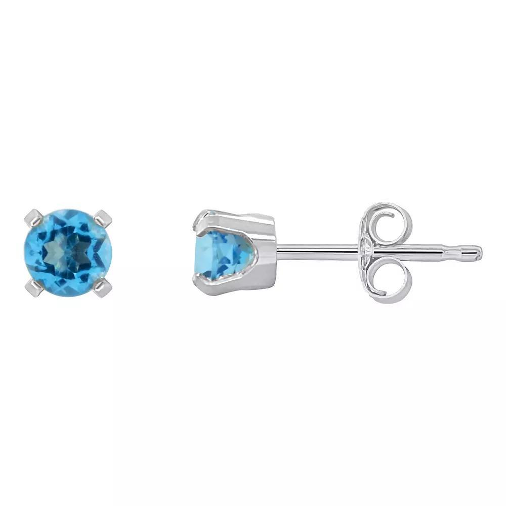 Celebration Gems 14k White Gold Round Gemstone Stud Earrings, Women's, Blue Topaz Product Image