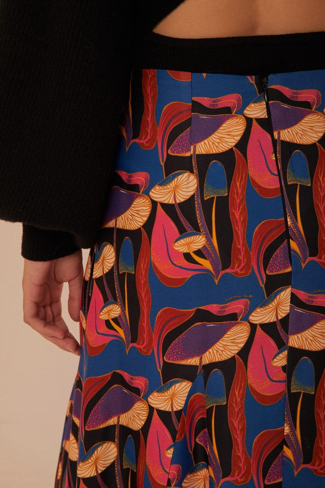 Wild Mushrooms Black Maxi Skirt, WILD MUSHROOMS BLACK / XXS Product Image