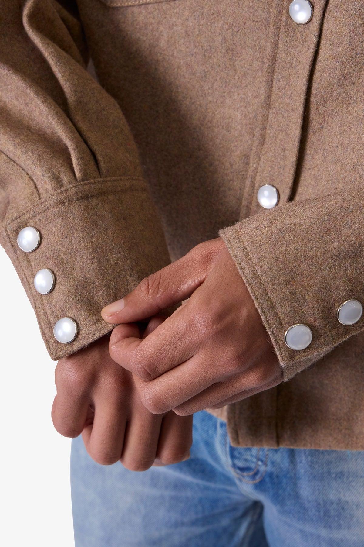 Western Wool Snap Front Shirt - Brown Product Image
