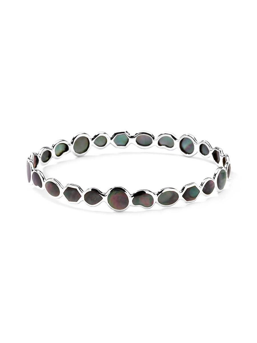 Womens Polished Rock Candy Sterling Silver & Shell Bangle Product Image