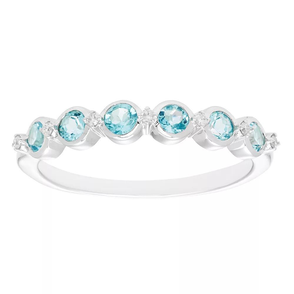 Boston Bay Diamonds Sterling Silver 1/10 Carat T.W. Diamond & Blue Topaz Stacking Ring, Womens Product Image