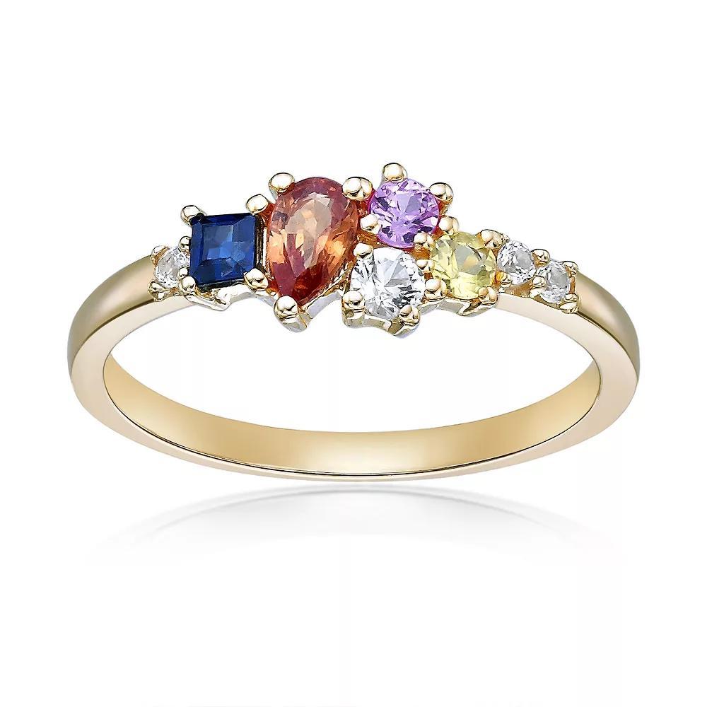 Gemminded 10k Gold Multicolor Sapphire Ring, Women's, Size: 5 Product Image