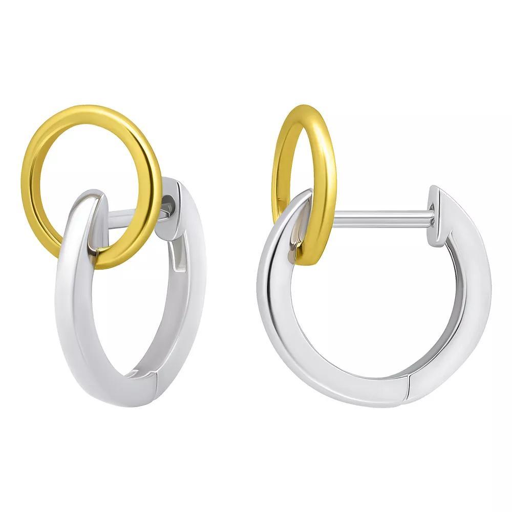 Aleure Precioso Sterling Silver Open Circle Huggie Hoop Earrings, Women's, Two Tone Product Image