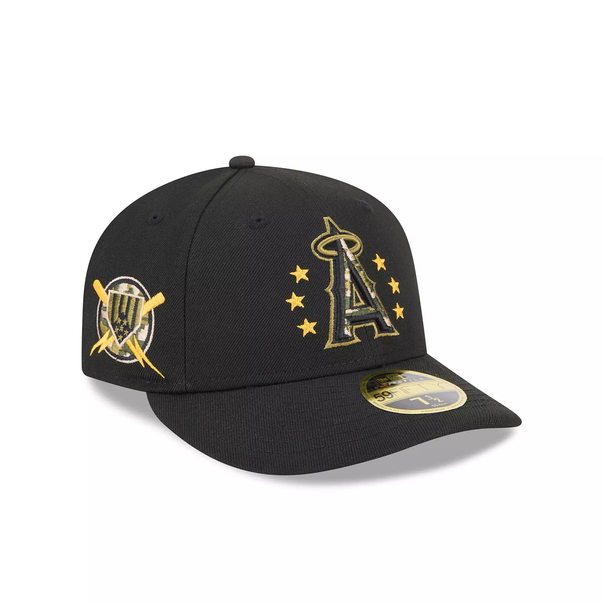 Men's New Era  Black Los Angeles Angels 2024 Armed Forces Day Low Profile 59FIFTY Fitted Hat, Size: 7 Product Image