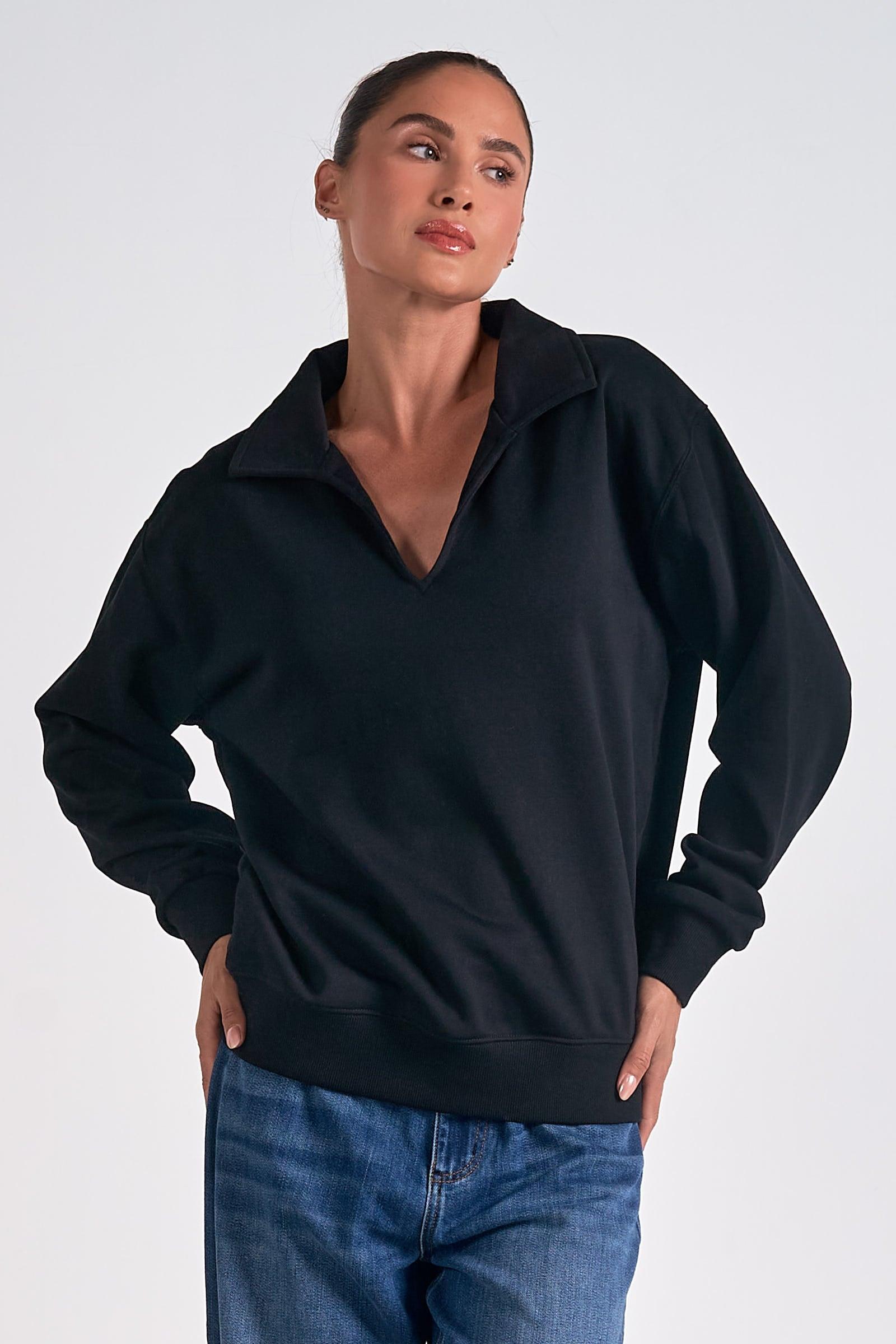 Woman's Polo Collar Sweatshirt Female Product Image
