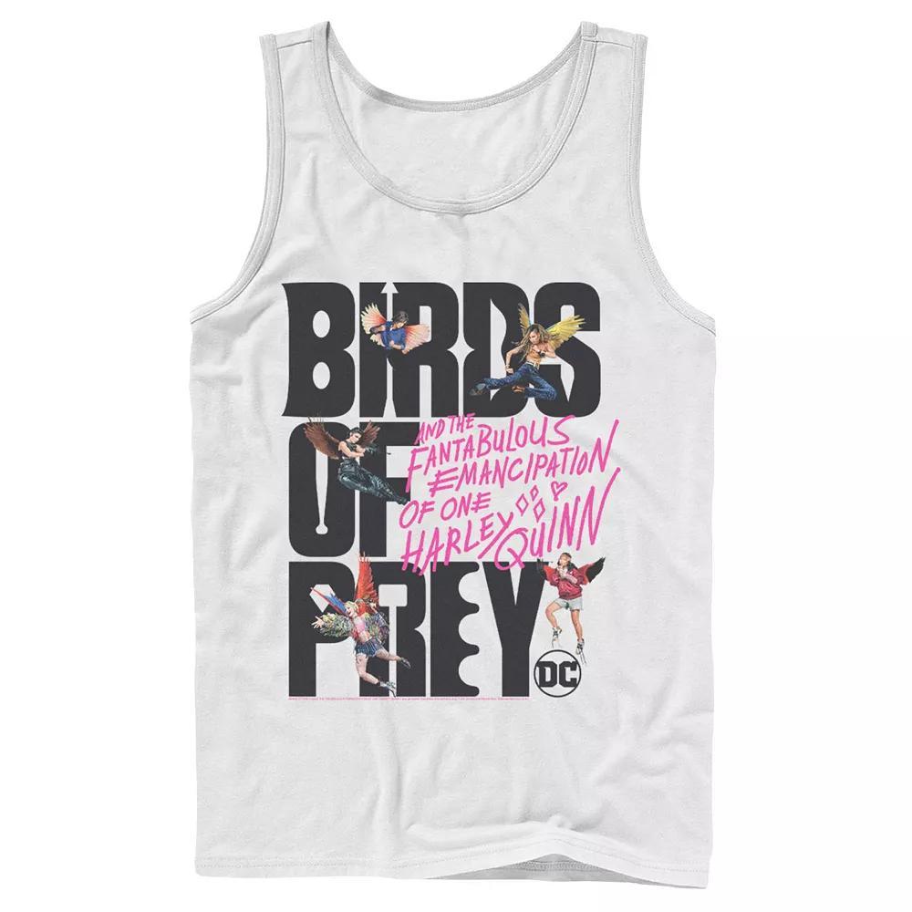 Men's DC Comics Birds of Prey Collage Text Tank Top, Size: Large, White Product Image