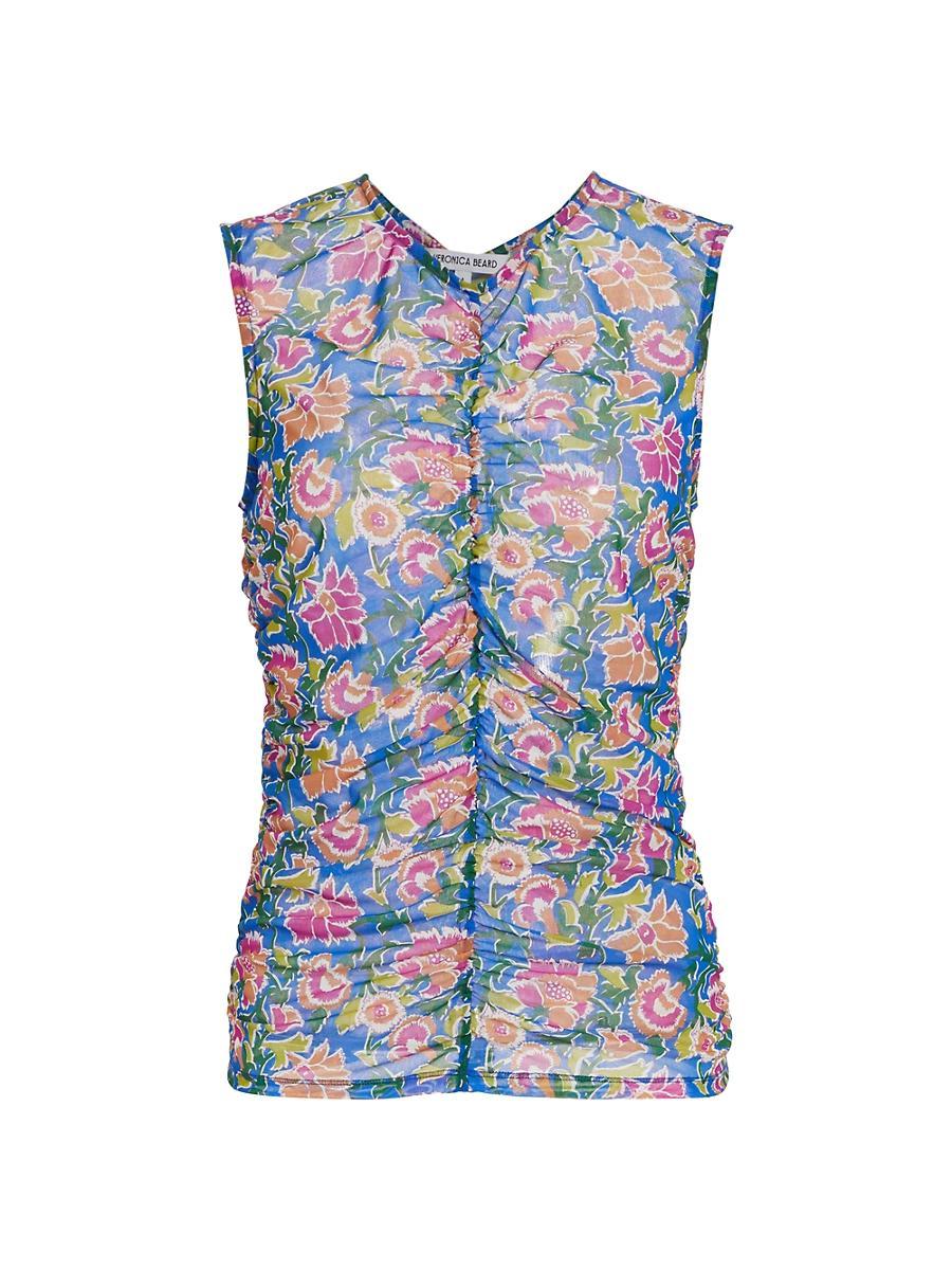 Womens Tazmin Ruched Floral Mesh Top Product Image