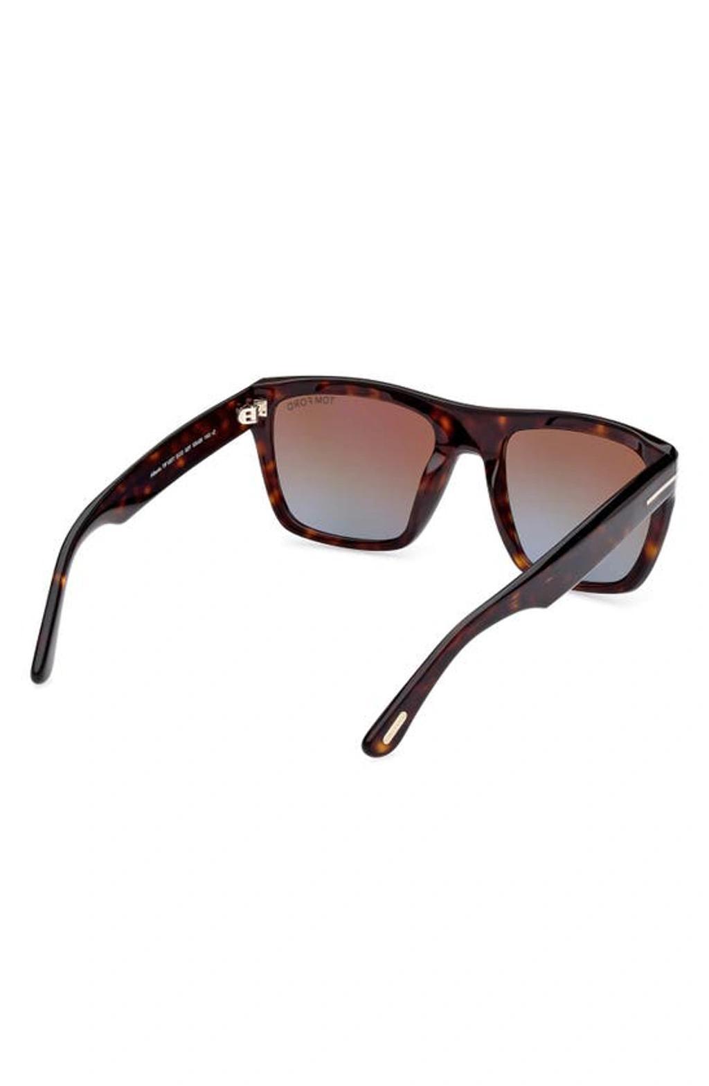 TOM FORD Men's Alberto Polarized Square Sunglasses In Shiny Havana Brown Product Image