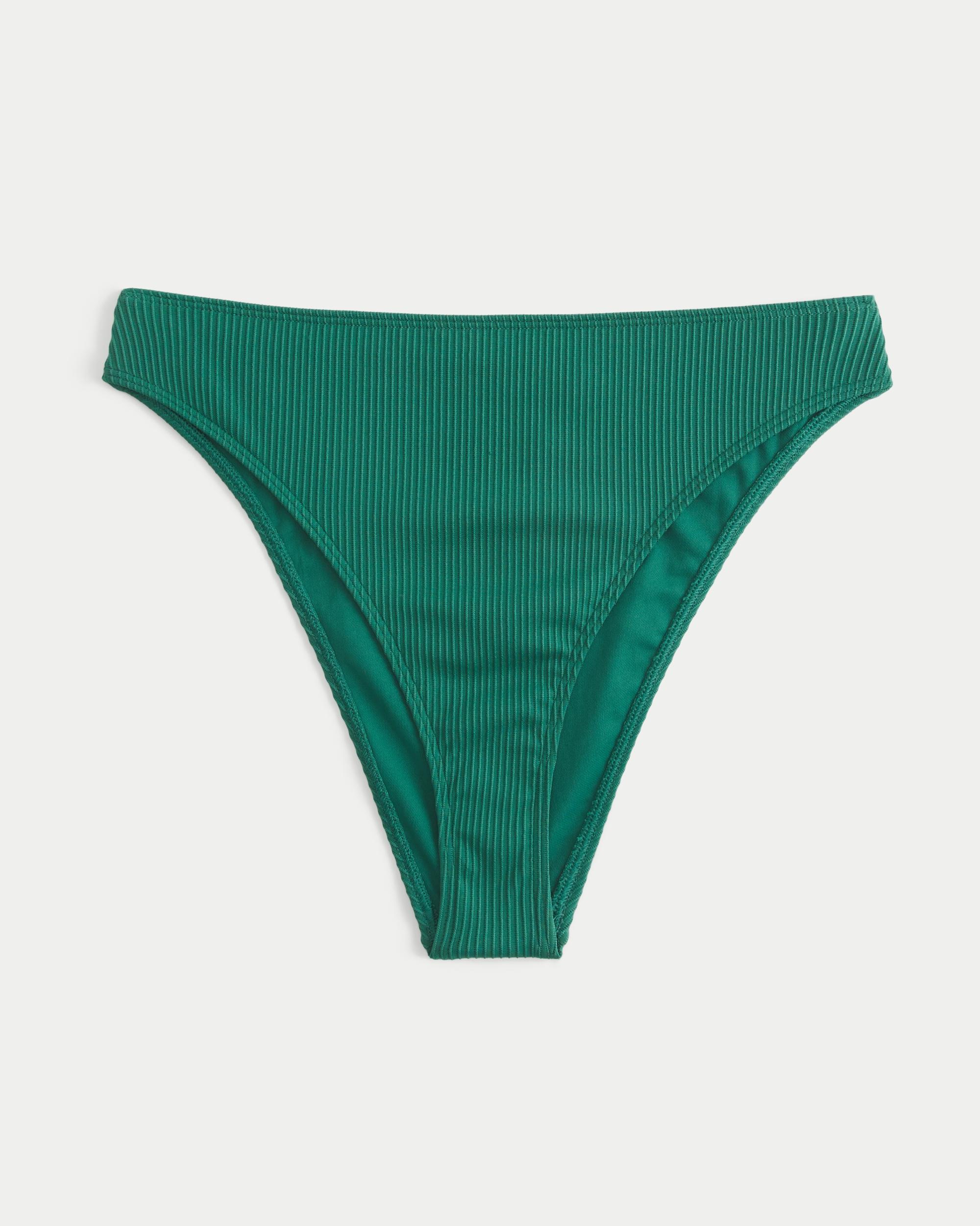 Curvy High-Leg High-Waist Ribbed Cheeky Bikini Bottom Product Image