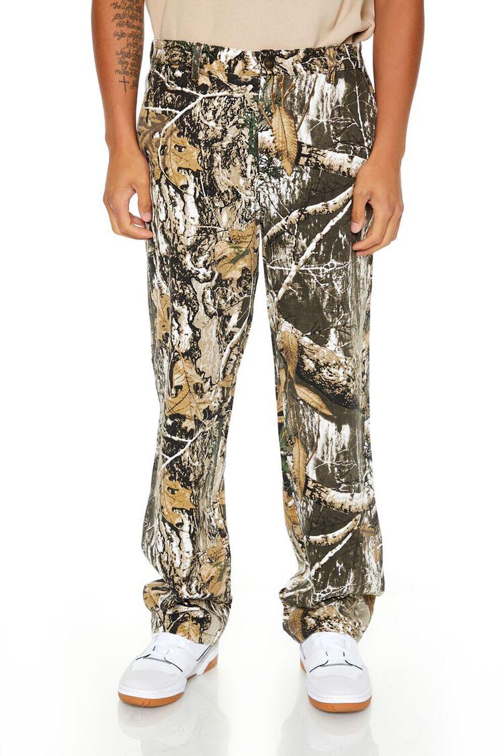 Leaf Print Straight-Leg Pants | Forever 21 Product Image