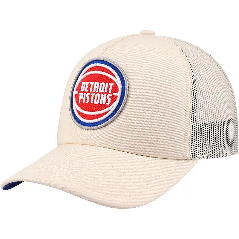 Mens Mitchell & Ness Cream Detroit Pistons Trucker Adjustable Hat Product Image