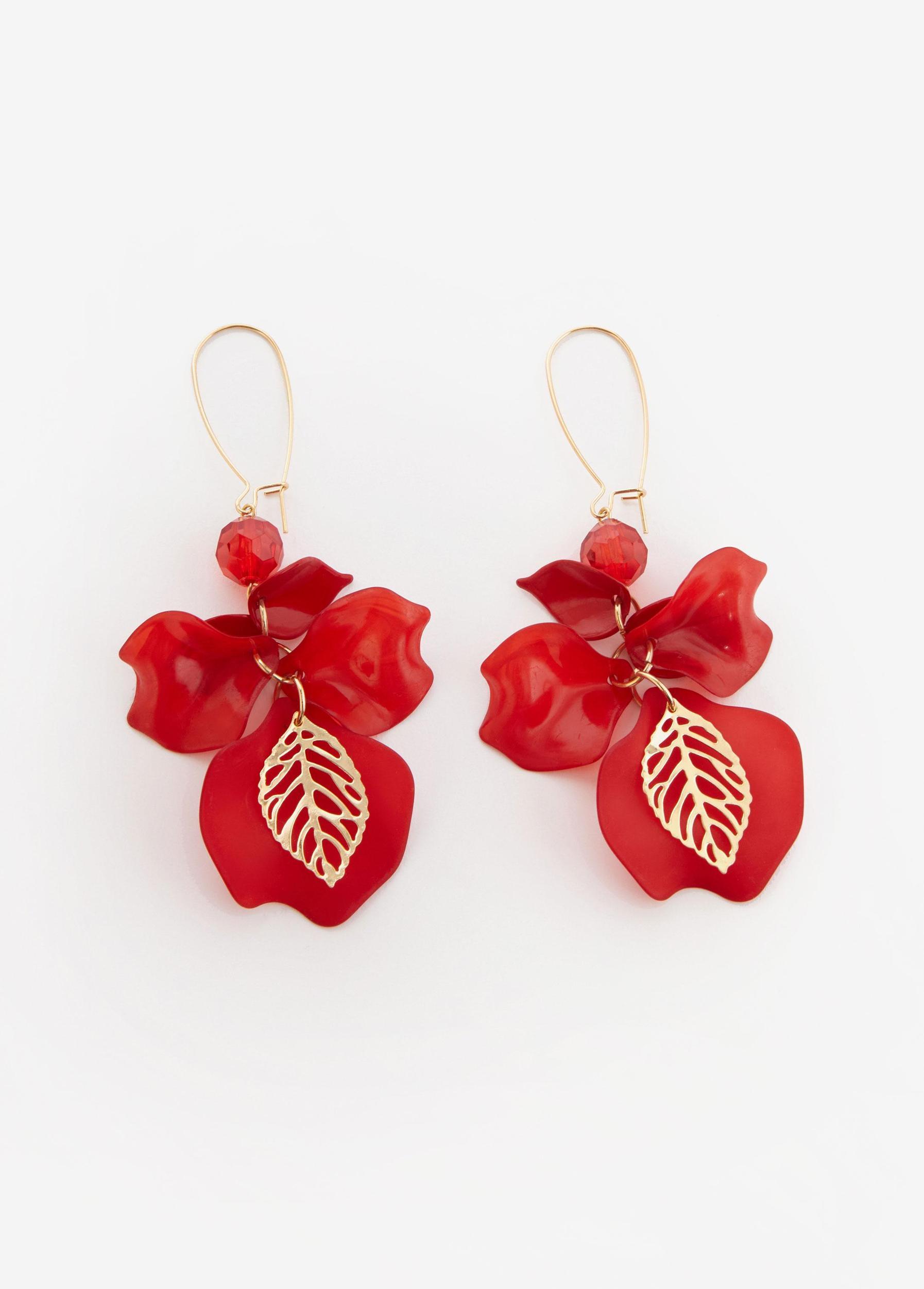 Flower Petal Gold Tone Earrings Product Image