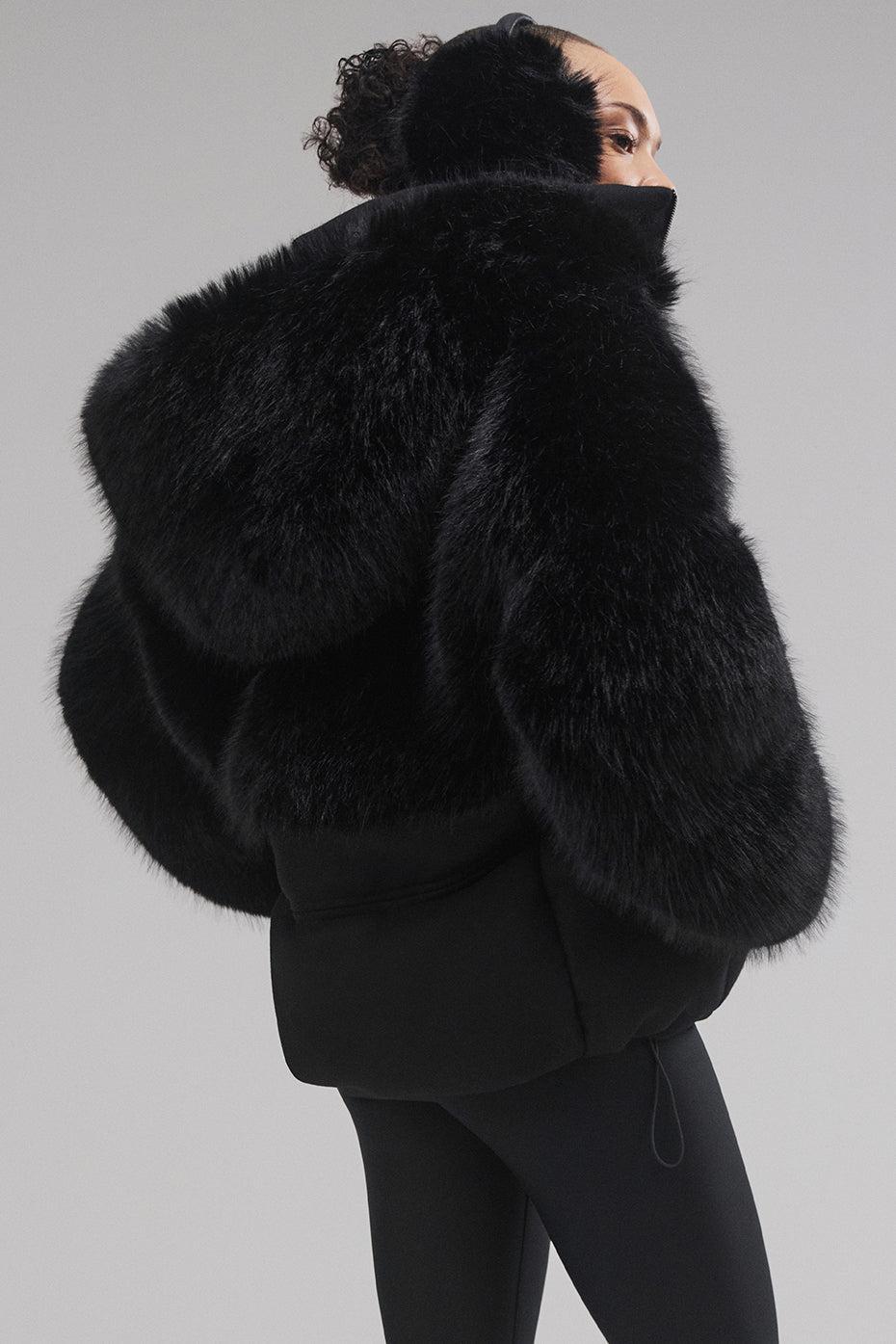 La Premiere Opulent Faux Fur Stunner Jacket - Black/Black Product Image