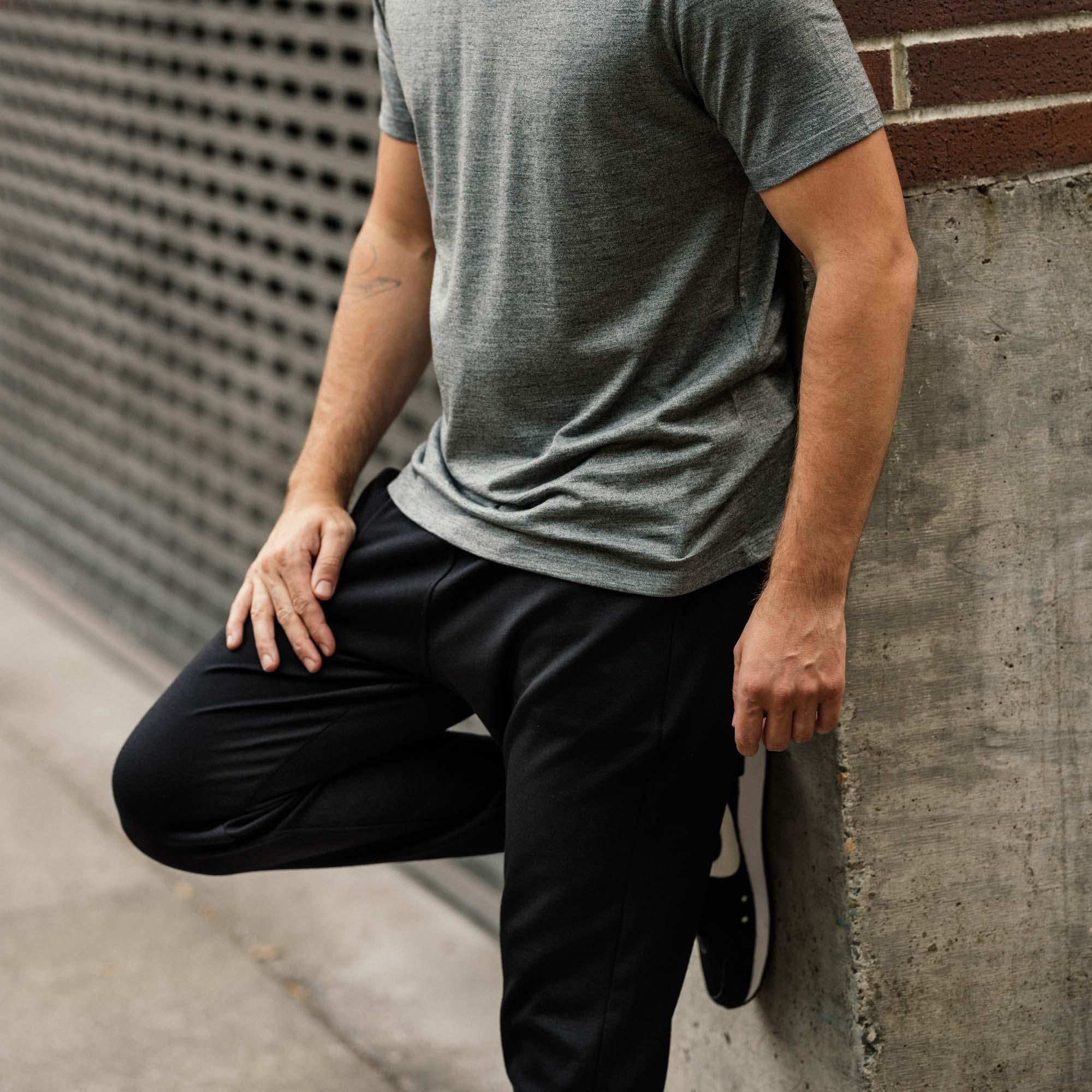 Merino Wool Interlock Knit Jogger | Black Product Image