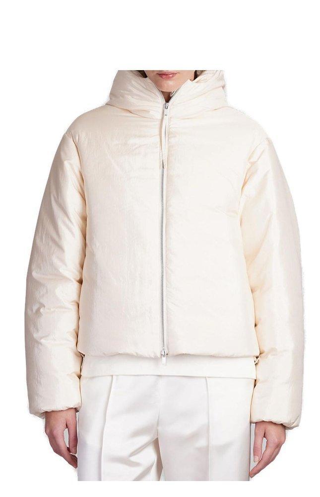 JIL SANDER High Neck Puffer Down Jacket In White Product Image