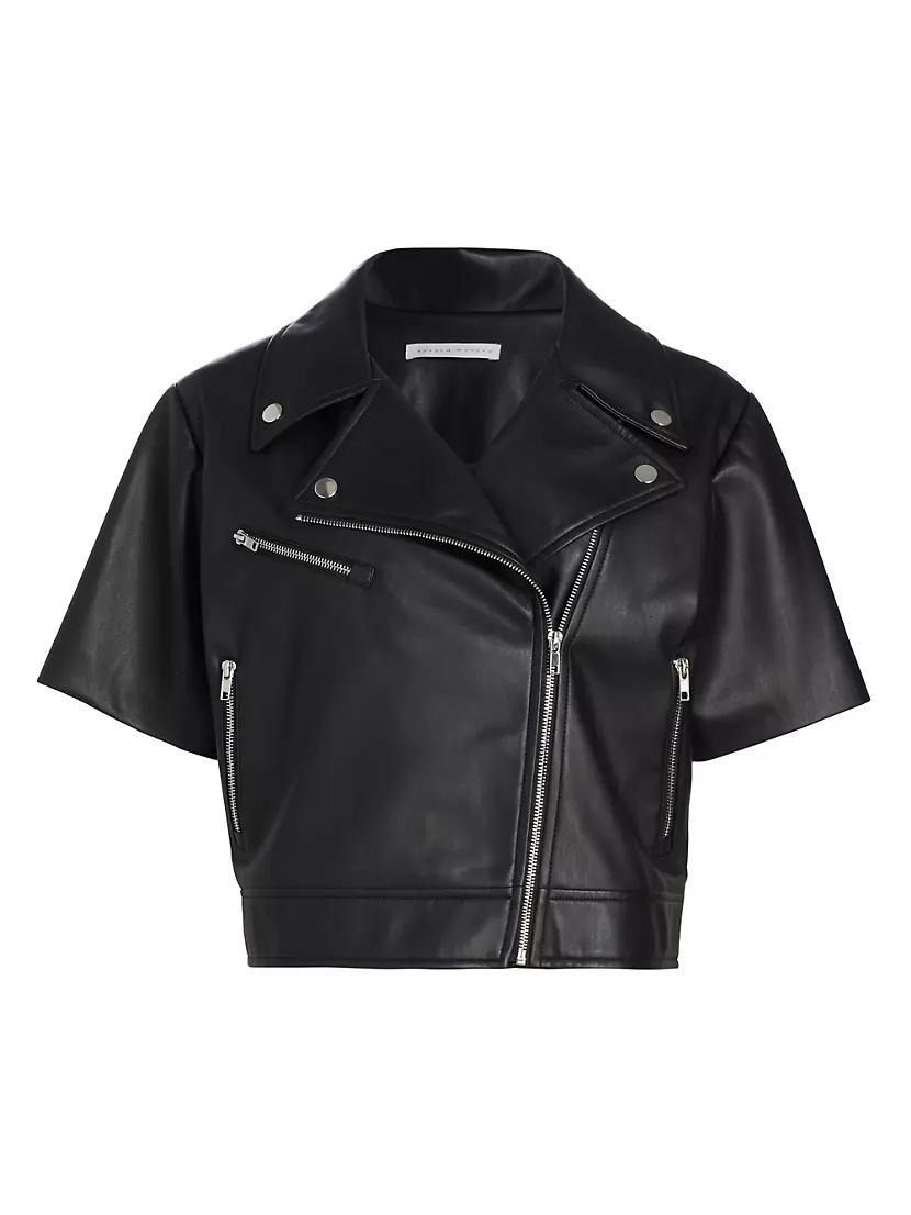 Susana Monaco Faux Leather Short Sleeve Moto Jacket Product Image
