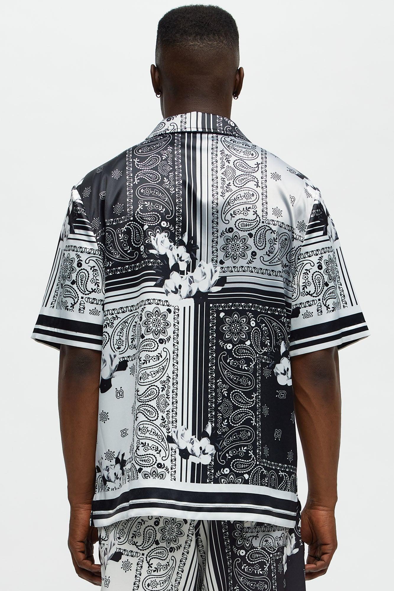 Cuban Collar Paisley Drift Short Sleeve Shirt - Black/combo Product Image