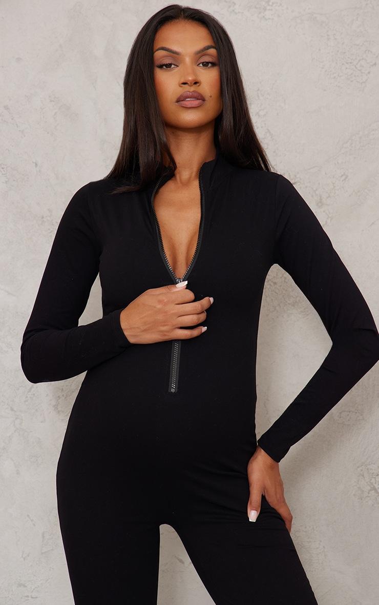 Maternity Black Snatched Sculpt Long Sleeve Jumpsuit Product Image