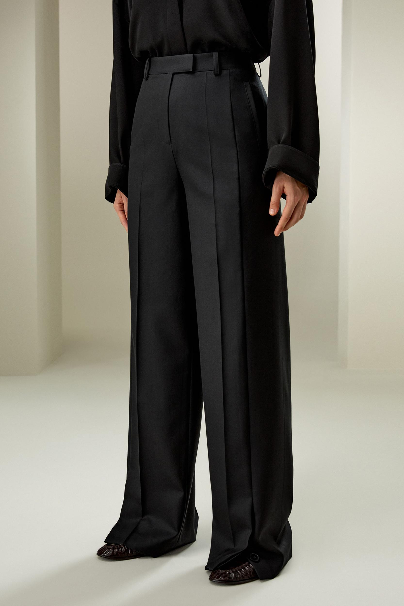 Wool Silk Blend Straight Pants Product Image