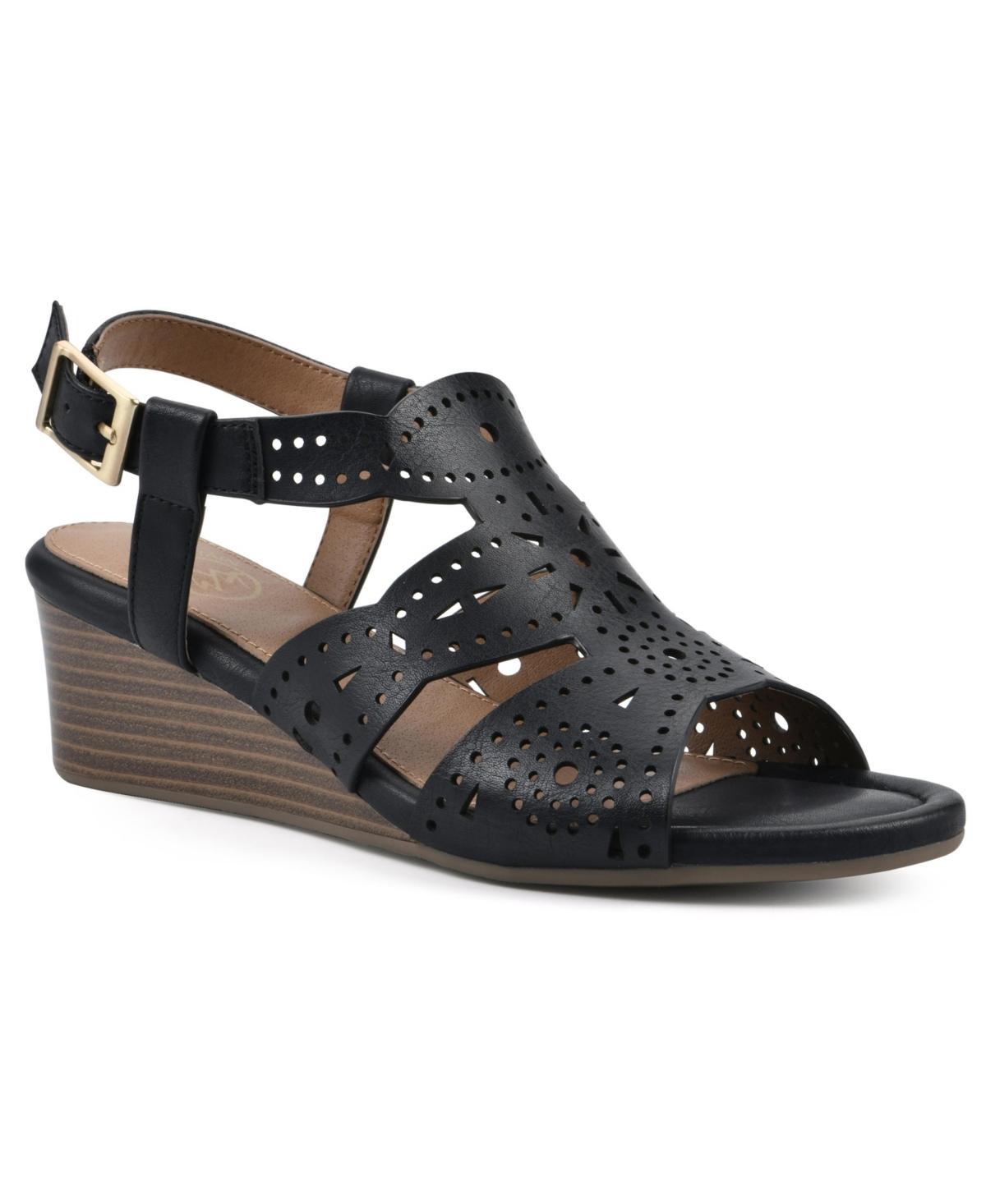 White Mountain Womens Brush Up Perforated Wedge Sandals Product Image