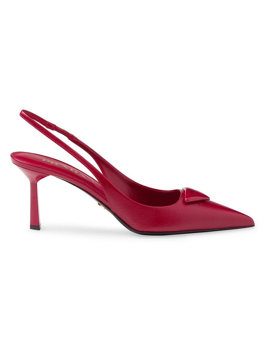 Prada Womens Saffiano Patent Leather Slingback Pumps Product Image