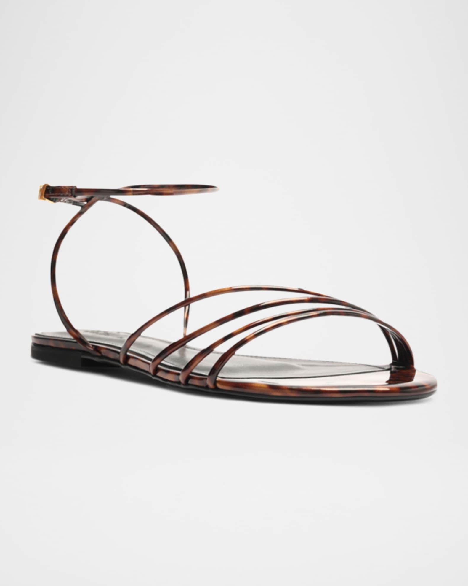 Inez Strappy Tortoise Flat Sandals Product Image